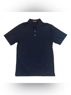 J Hilburn Polo Shirt Mens Large Navy Blue Comfort Fit Short Sleeve Golf Casual